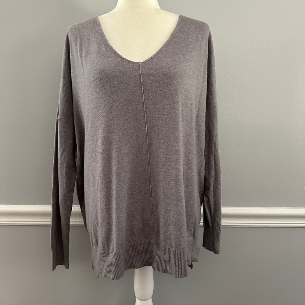 VILA MILANO Women’s Grey Dolman Sleeve Pullover Sweater Sz L